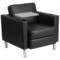 Emma and Oliver Guest Chair with Tablet Arm, Tall Chrome Legs and Cup Holder